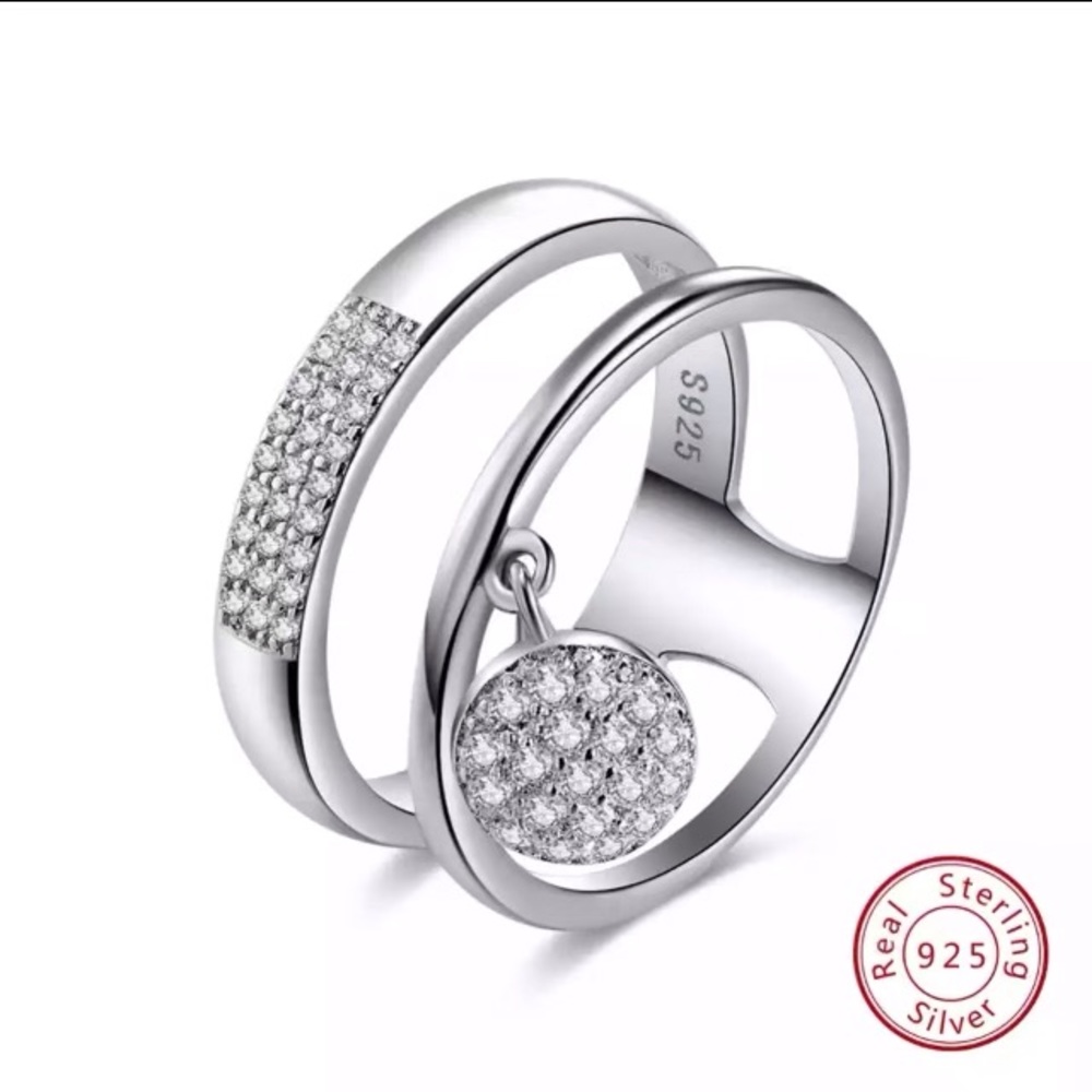 925 Sterling Silver Women Ring AAA Cubic Z Pave